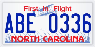 NC license plate ABE0336
