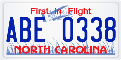 NC license plate ABE0338