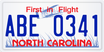 NC license plate ABE0341