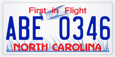 NC license plate ABE0346