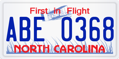NC license plate ABE0368