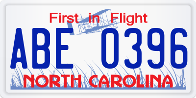 NC license plate ABE0396