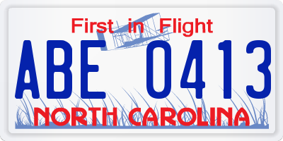 NC license plate ABE0413