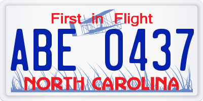 NC license plate ABE0437