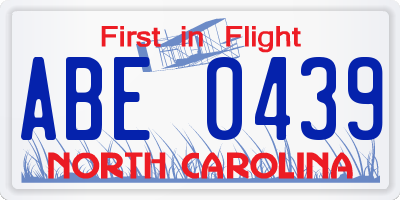 NC license plate ABE0439