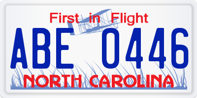 NC license plate ABE0446