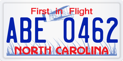 NC license plate ABE0462