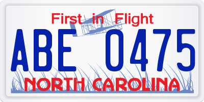 NC license plate ABE0475