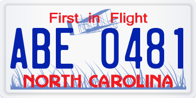 NC license plate ABE0481