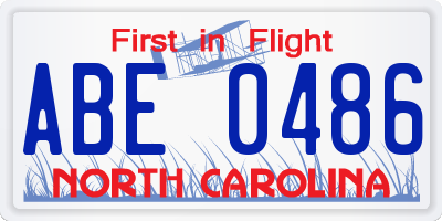 NC license plate ABE0486