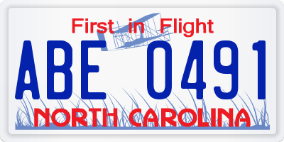 NC license plate ABE0491