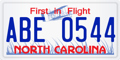 NC license plate ABE0544