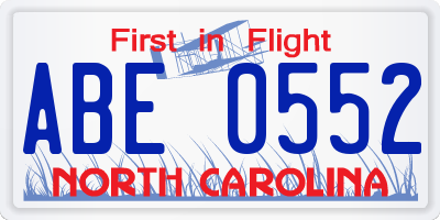 NC license plate ABE0552