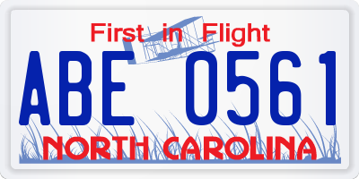 NC license plate ABE0561