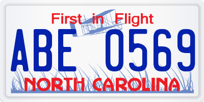 NC license plate ABE0569