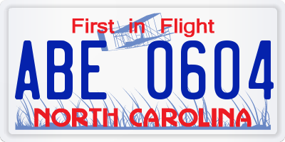 NC license plate ABE0604