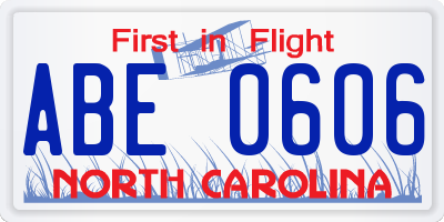 NC license plate ABE0606