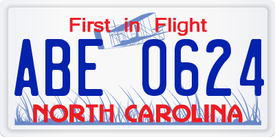 NC license plate ABE0624