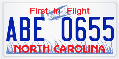 NC license plate ABE0655