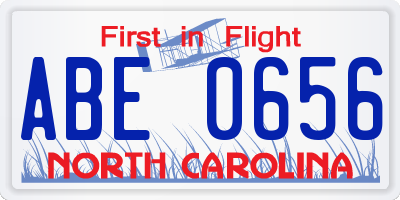 NC license plate ABE0656