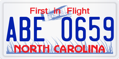 NC license plate ABE0659