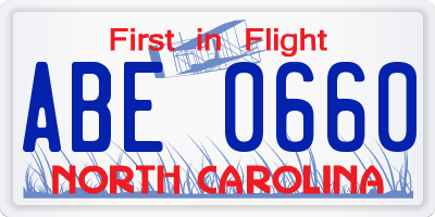 NC license plate ABE0660