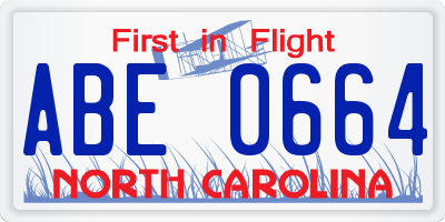 NC license plate ABE0664