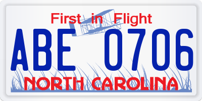 NC license plate ABE0706
