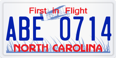 NC license plate ABE0714