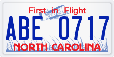 NC license plate ABE0717