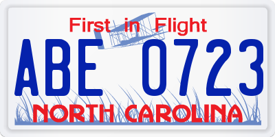 NC license plate ABE0723