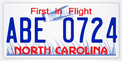 NC license plate ABE0724