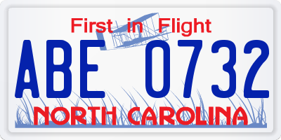 NC license plate ABE0732