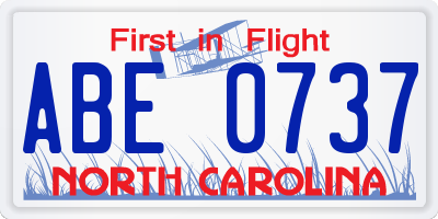 NC license plate ABE0737