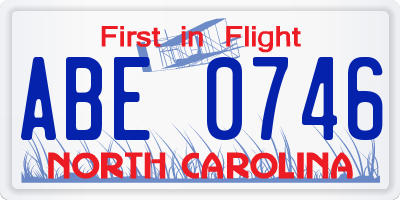 NC license plate ABE0746