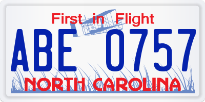 NC license plate ABE0757