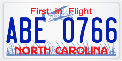 NC license plate ABE0766
