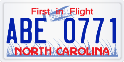 NC license plate ABE0771