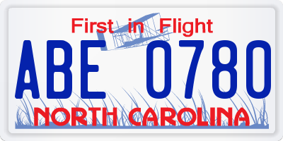 NC license plate ABE0780