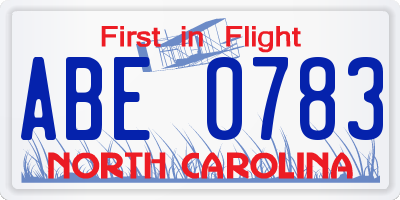 NC license plate ABE0783