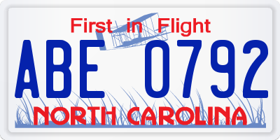 NC license plate ABE0792
