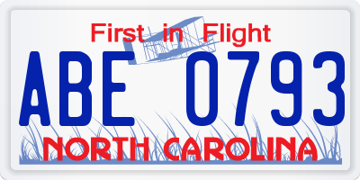 NC license plate ABE0793