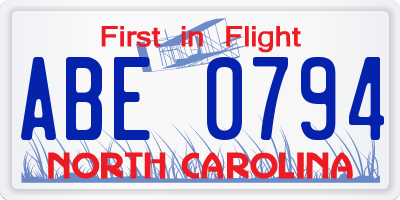 NC license plate ABE0794