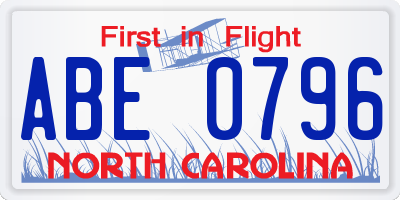 NC license plate ABE0796