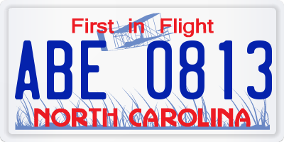 NC license plate ABE0813