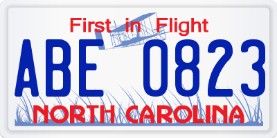 NC license plate ABE0823