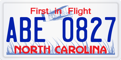 NC license plate ABE0827