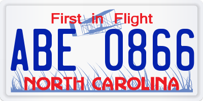 NC license plate ABE0866