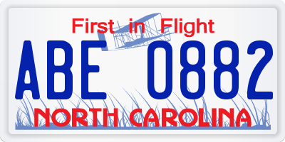 NC license plate ABE0882
