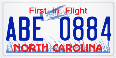 NC license plate ABE0884